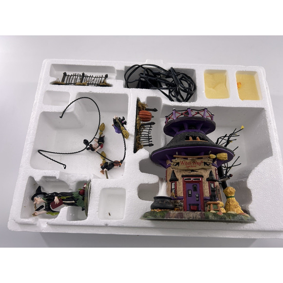 Dept 56 Halloween Snow Village House Witch Way Flight School Video Decoration - Picture 8 of 16